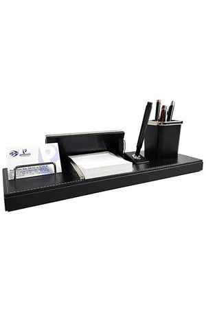 Plaque nominative cuir bureau personnalisée — stylo porte-cartes | CréaBySana