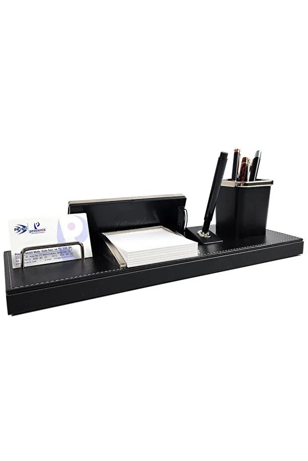 Plaque Nominative Bureau Personnalisée en Cuir – Ensemble Élégant avec Stylo, Porte-Cartes & Range-Stylos CréaBySana