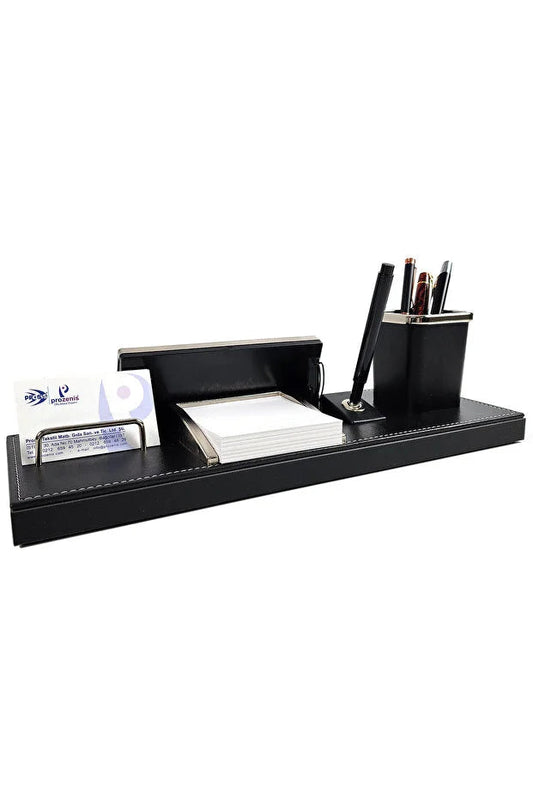 Plaque Nominative Bureau Personnalisée en Cuir – Ensemble Élégant avec Stylo, Porte-Cartes & Range-Stylos CréaBySana