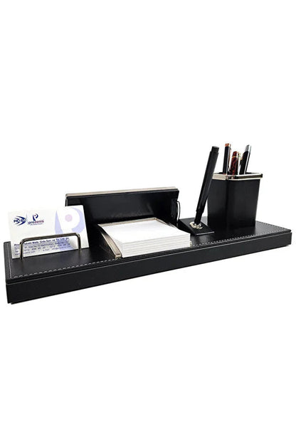 Plaque Nominative Bureau Personnalisée en Cuir – Ensemble Élégant avec Stylo, Porte-Cartes & Range-Stylos CréaBySana