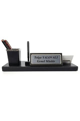 Plaque bureau cuir premium gravée — ensemble élégant professionnel | CréaBySana