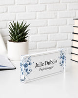 Plaque bureau acrylique florale personnalisée — gravure laser | CréaBySana