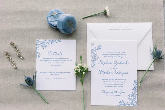 Personalized Plus One Wedding Invitation – Elegant handmade wedding stationery by CréaBySana with floral design and luxury paper.