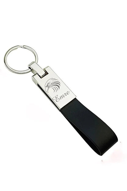 Porte-Clés Personnalisé avec Logo – Design Élégant Métal & Cuir, Gravure Professionnelle au Laser CréaBySana