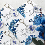 Porte-clés prénom personnalisé fleurs bleues séchées — artisanal | CréaBySana