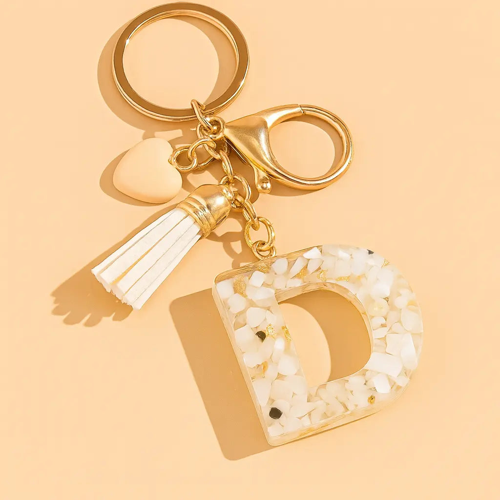 Porte-clés personnalisé famille en résine avec prénoms et fleurs séchées – création artisanale dorée Créa By Sana