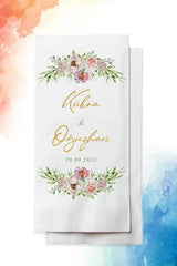 Serviette papier personnalisée mariage — initiales dorées | Créa By Sana