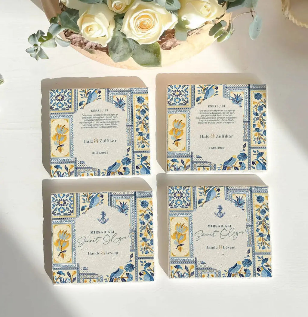 Dessous de verre personnalisé – Cadeaux invités mariage, anniversaire ou goodies entreprise CréaBySana