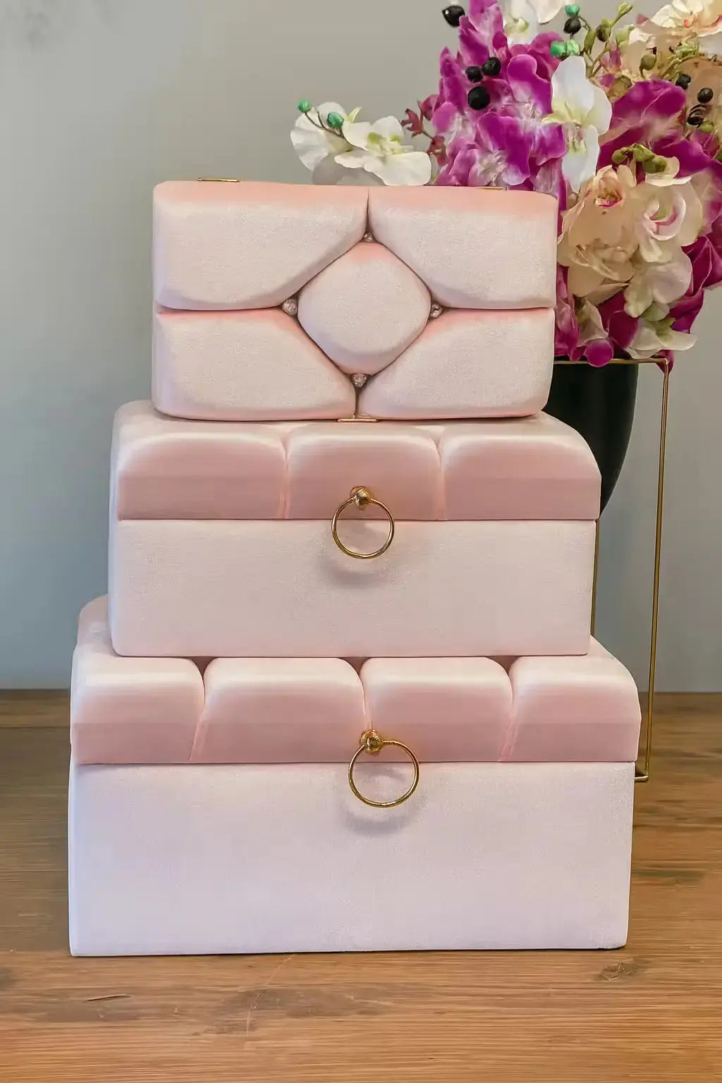 Trousseau de mariage moderne en velours – Coffret élégant et personnalisé pour mariée - CréaBySana