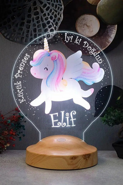 Veilleuse Licorne Personnalisée Enfant – Cadeau Magique avec Prénom – Lumière LED Douce CréaBySana
