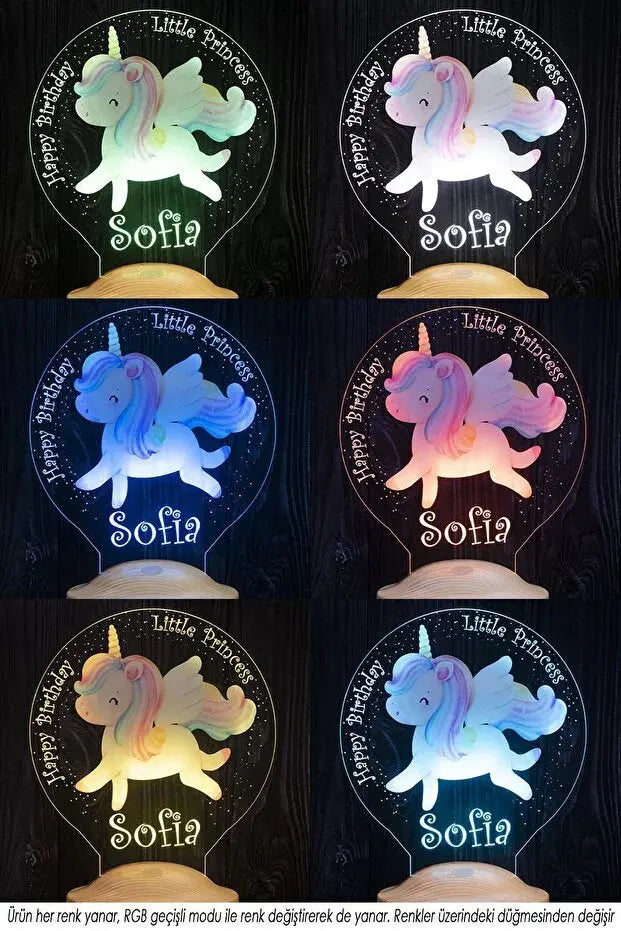 Veilleuse Licorne Personnalisée Enfant – Cadeau Magique avec Prénom – Lumière LED Douce CréaBySana