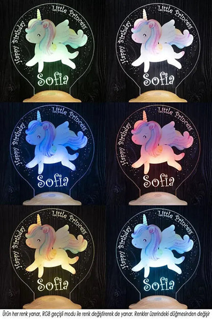 Veilleuse Licorne Personnalisée Enfant – Cadeau Magique avec Prénom – Lumière LED Douce CréaBySana
