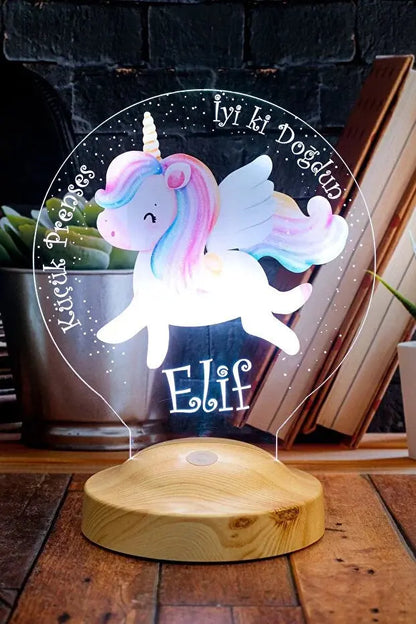 Veilleuse Licorne Personnalisée Enfant – Cadeau Magique avec Prénom – Lumière LED Douce CréaBySana