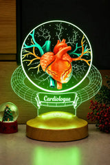 Veilleuse médecin personnalisée base bois LED — cadeau | CréaBySana