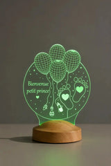 Veilleuse bébé personnalisée plexi — cadeau naissance élégant | CréaBySana