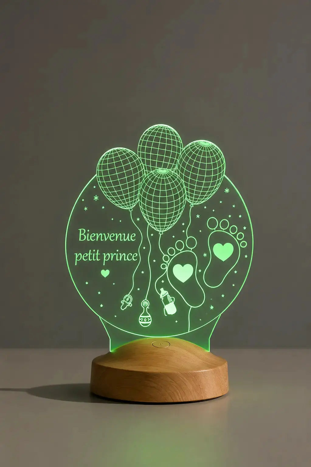 Veilleuse bébé personnalisée plexi — cadeau naissance élégant | CréaBySana
