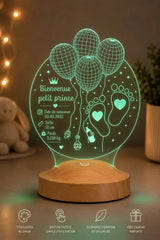 Veilleuse bébé 7 couleurs personnalisée — naissance souvenir | CréaBySana