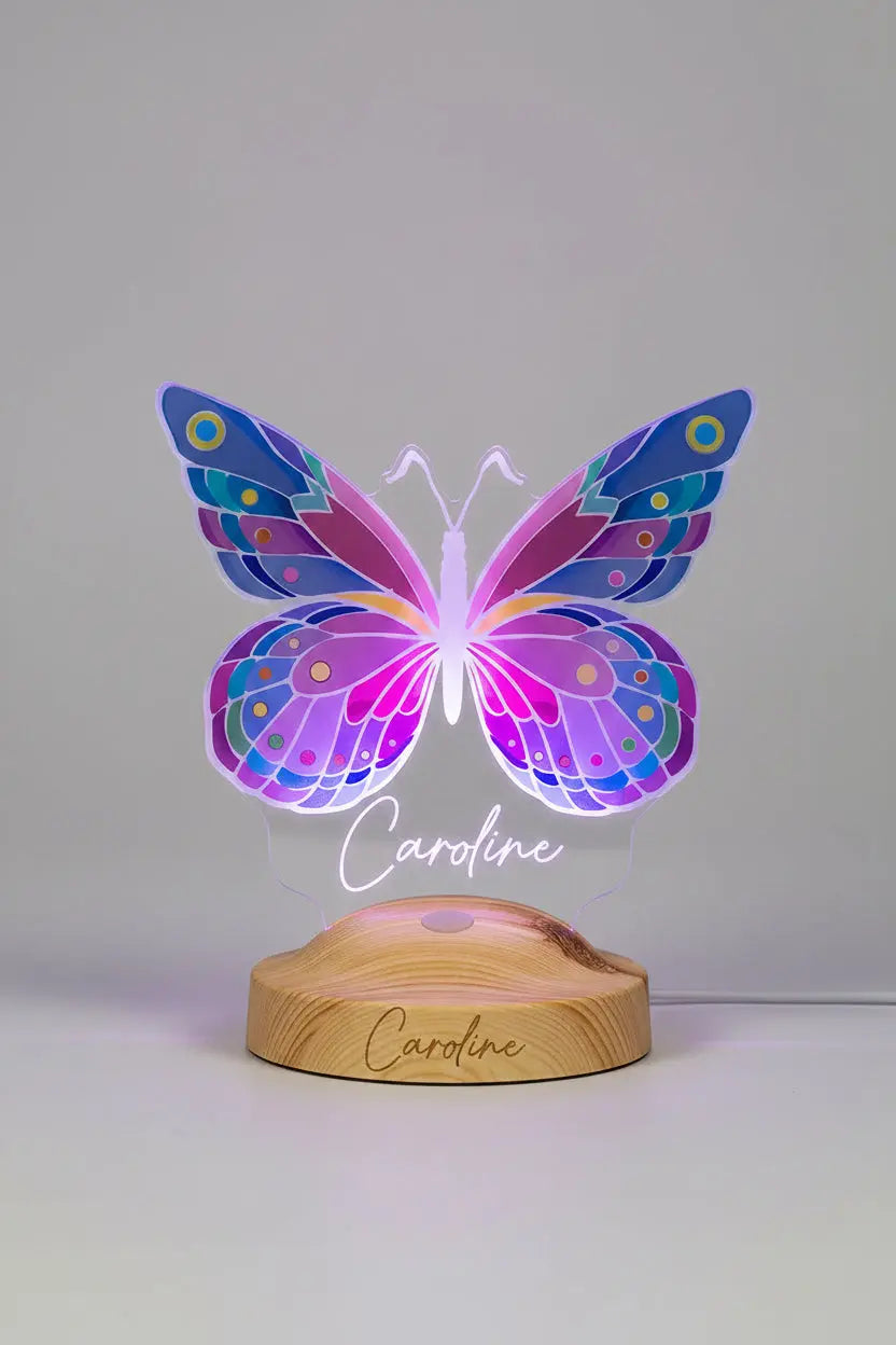Veilleuse papillon personnalisée enfant — lampe LED féérique | CréaBySana