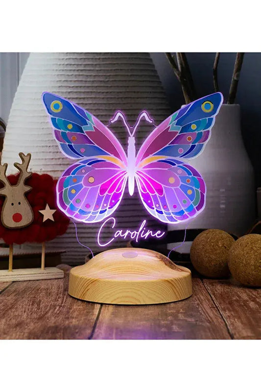 Veilleuse Papillon Personnalisée avec Prénom – Lampe LED Féérique Enfant – Cadeau Lumineux et Unique CréaBySana