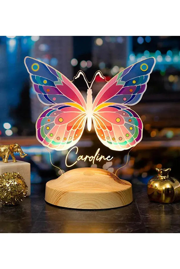 Veilleuse Papillon Personnalisée avec Prénom – Lampe LED Féérique Enfant – Cadeau Lumineux et Unique CréaBySana