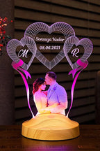 Veilleuse cœur LED photo gravée — cadeau couple romantique | CréaBySana