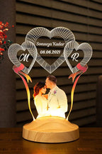 Veilleuse cœur personnalisée photo gravée — cadeau couple | CréaBySana