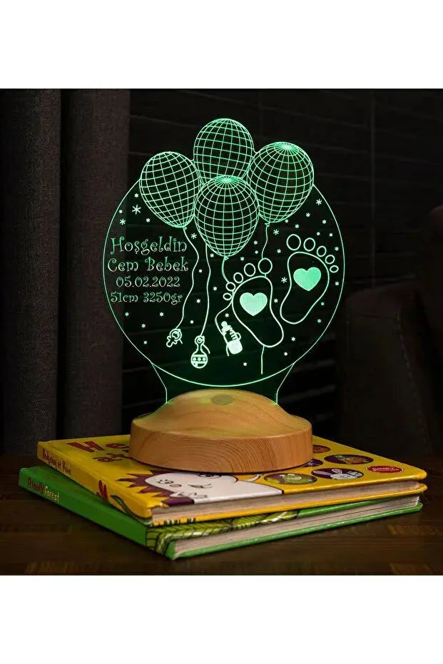 Veilleuse Personnalisée Naissance Bébé – Lampe LED Souvenir avec Prénom CréaBySana