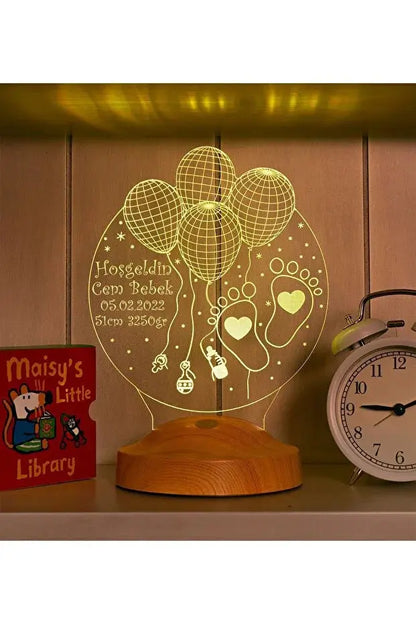 Veilleuse Personnalisée Naissance Bébé – Lampe LED Souvenir avec Prénom CréaBySana