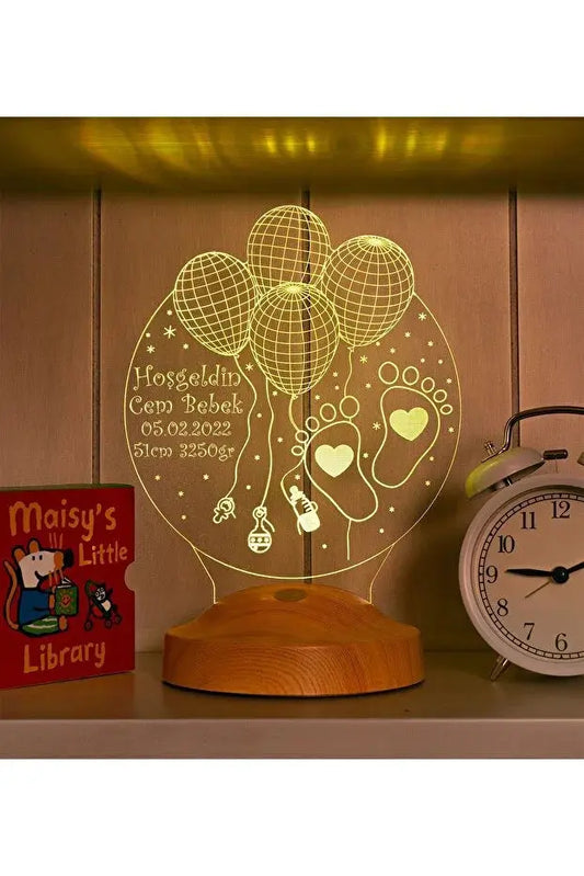 Veilleuse Personnalisée Naissance Bébé – Lampe LED Souvenir avec Prénom CréaBySana