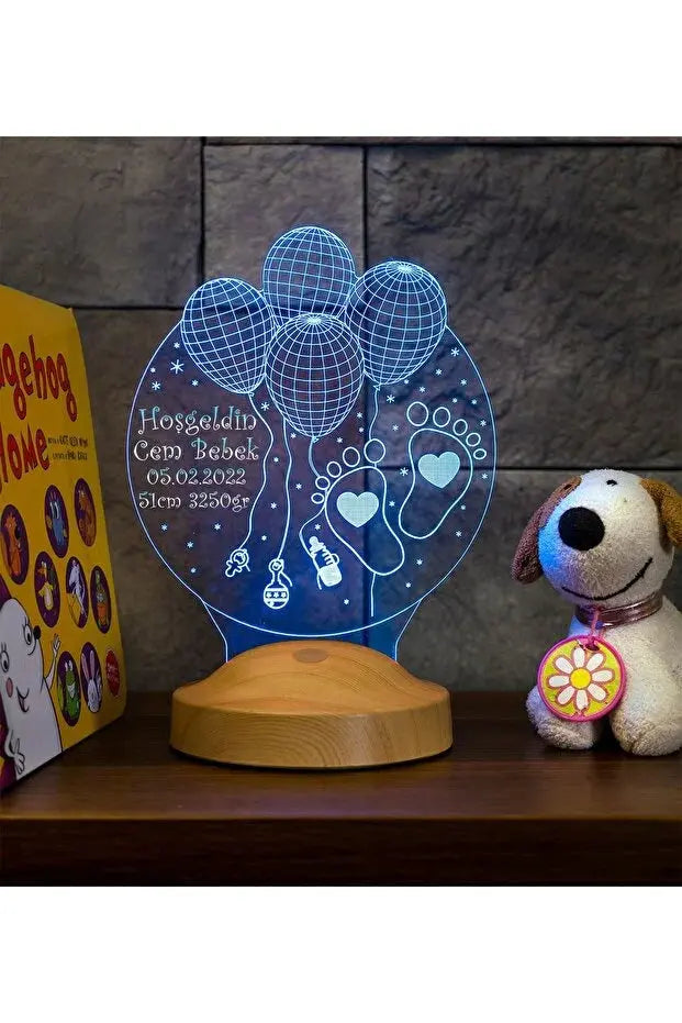 Veilleuse Personnalisée Naissance Bébé–Lampe LED Souvenir avec Prénom CréaBySana