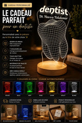 Veilleuse personnalisée dentiste LED gravée — cadeau professionnel | CréaBySana