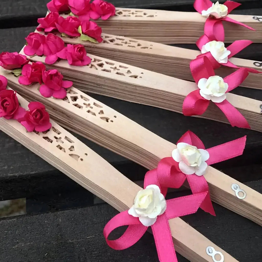 Ventaglio Verapilo Rosso – Regalo invitati matrimonio elegante in legno naturale CréaBySana