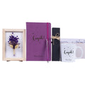 Cadeau diplôme personnalisé : cadre de fleurs séchées, carnet violet Congrats au nom, stylo gravé et mug Congrats