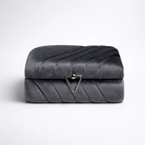 Coffret Leïla en velours gris foncé plissé en diagonale