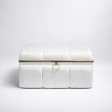 Coffret trousseau Nour en velours blanc nacré matelassé