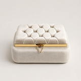 Coffret trousseau Inès en velours crème capitonné