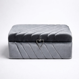 Coffret trousseau Leïla en velours gris plissé en diagonale