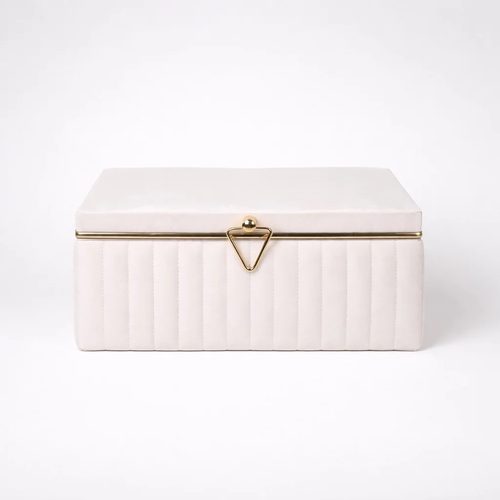 Coffret trousseau Yasmine ivoire à façade surpiquée