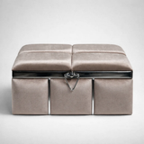 Coffret trousseau Kenza en velours taupe, baguettes chromées