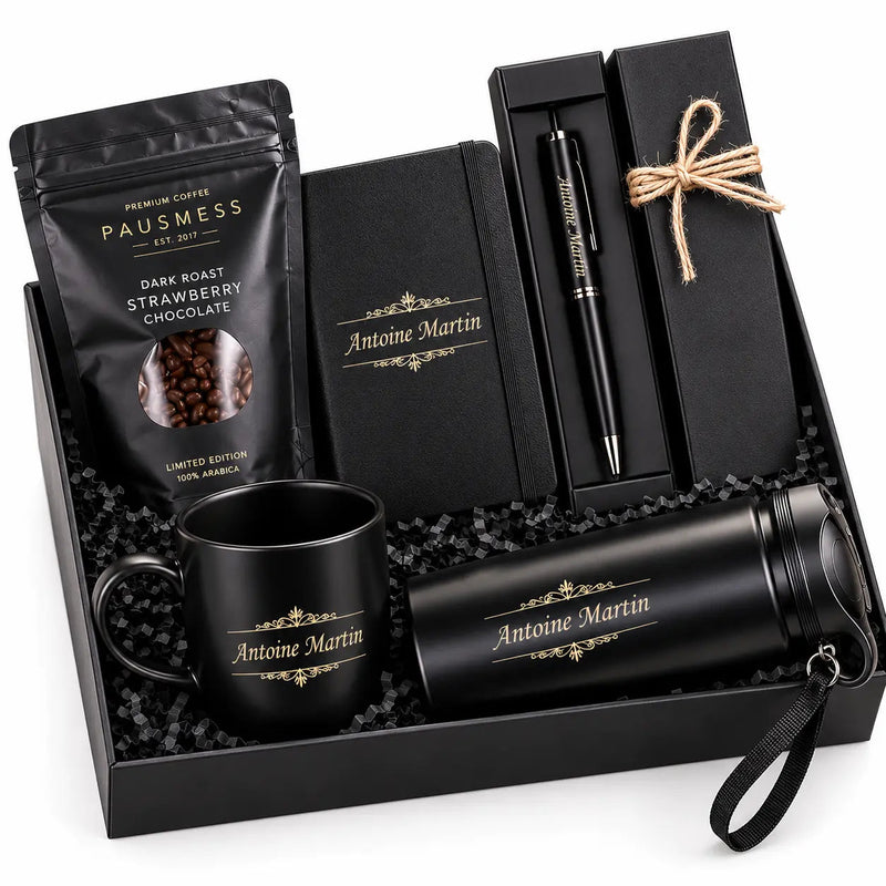 Coffret Élégance & Raffinement | Mug, Thermos, Carnet & Stylo Gravé coffret cadeau CréaBySana