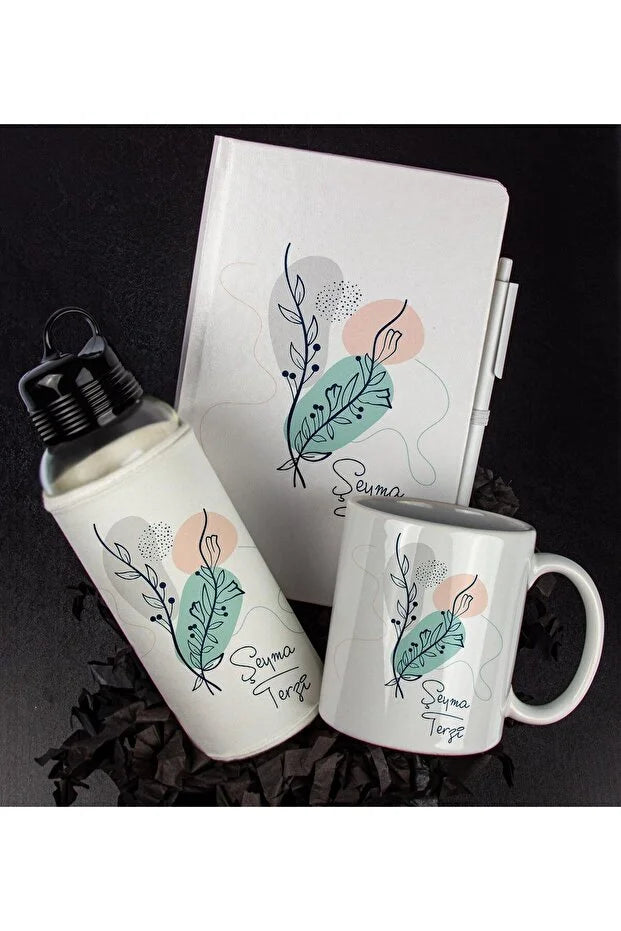 Coffret Cadeau Femme Personnalisé – Collection Florale avec Gourde, Mug & Carnet CréaBySana