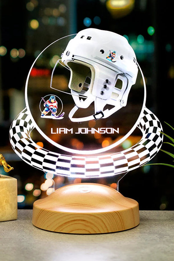 Custom Night Light Hockey Helmet — Personalized LED Lamp with Name CréaBySana