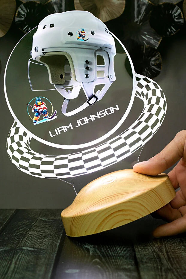 Custom Night Light Hockey Helmet — Personalized LED Lamp with Name CréaBySana