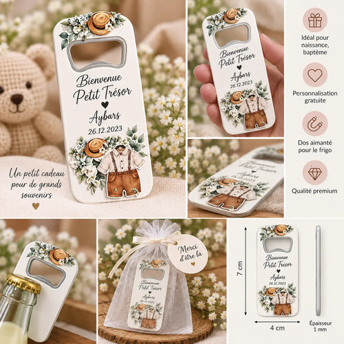 Décapsuleur Personnalisé Décor 3D – Souvenir de Naissance décapsuleur CréaBySana