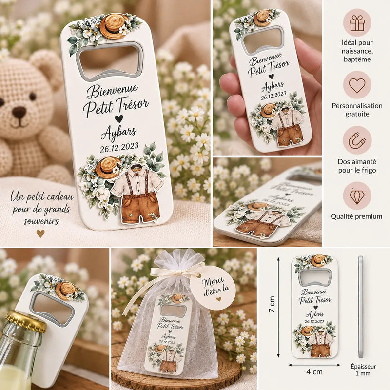 Décapsuleur Personnalisé Décor 3D – Souvenir de Naissance décapsuleur CréaBySana