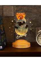 Lampe bébé ourson astronaute gravée au prénom — cadeau baptême original | CréaBySana