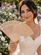 Éventail en Bois Gravé Personnalisé – Mariage éventail CréaBySana