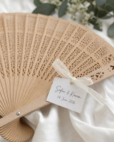 Éventail en Bois Gravé Personnalisé – Mariage éventail CréaBySana