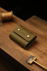 Porte-cartes cuir compact artisanal — format 9,5 × 7,5 cm | CréaBySana