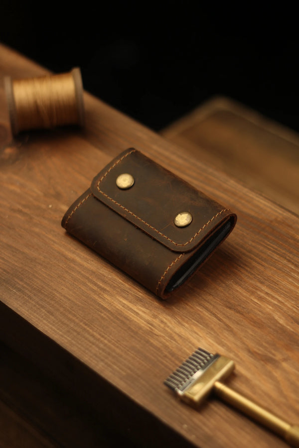 Porte-cartes cuir véritable personnalisé — gravure prénom incluse | CréaBySana